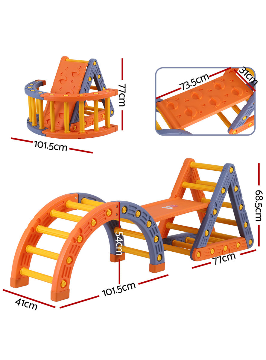 Keezi Kids Orange 2 In 1 Climbing Frame Set With Slide - Dimensions Image
