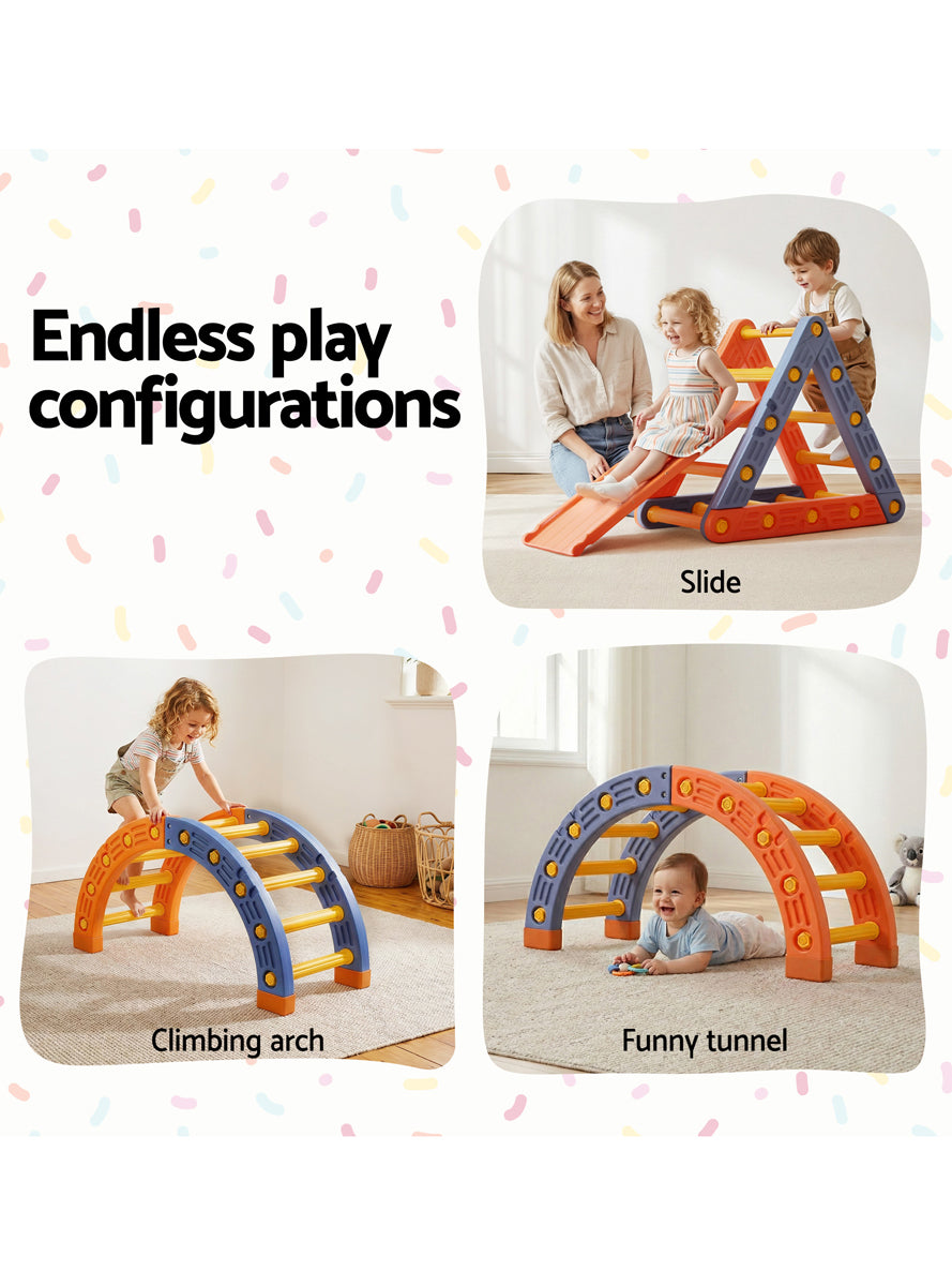 Keezi Kids Orange 2 In 1 Climbing Frame Set With Slide - Info Image 1