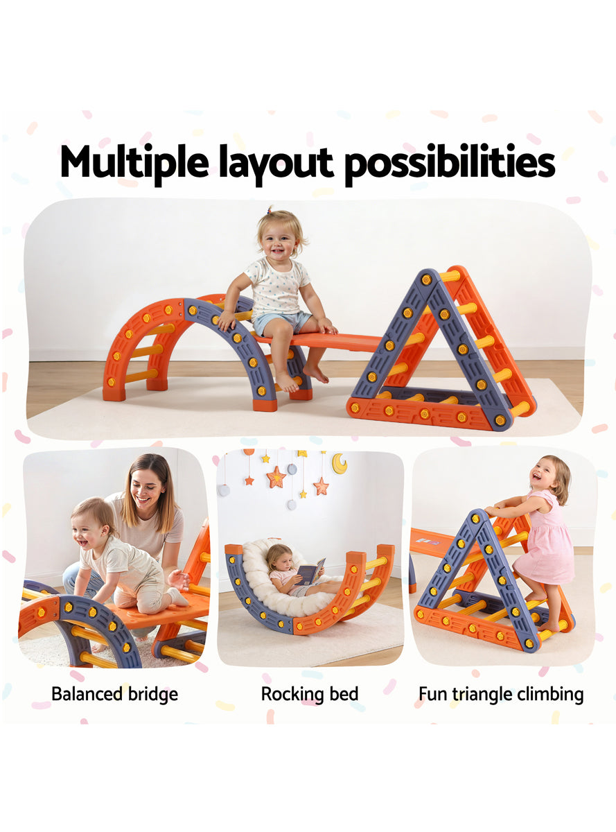 Keezi Kids Orange 2 In 1 Climbing Frame Set With Slide - Info Image 2