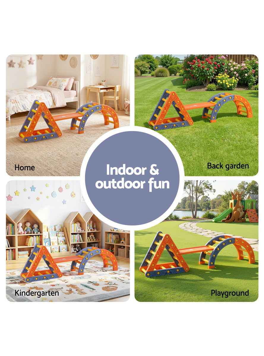 Keezi Kids Orange 2 In 1 Climbing Frame Set With Slide - Info Image 3