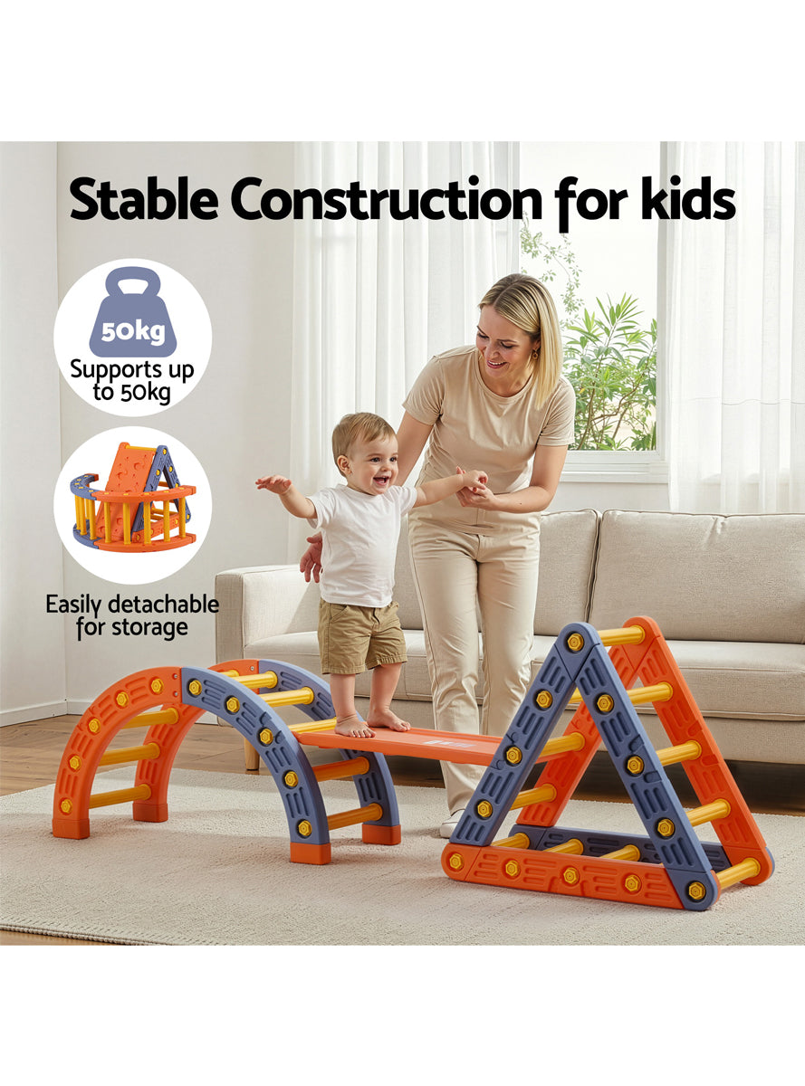 Keezi Kids Orange 2 In 1 Climbing Frame Set With Slide - Info Image 4