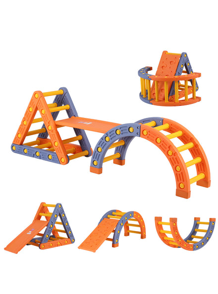 Keezi Kids Orange 2 In 1 Climbing Frame Set With Slide - Main Image