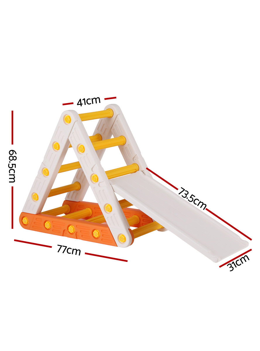 Keezi Kids Orange And White Climbing Triangle Frame With Slide - Dimensions Image