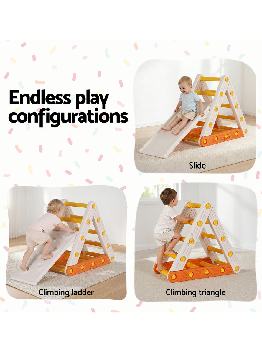 Keezi Kids Orange And White Climbing Triangle Frame With Slide - Info Image 1