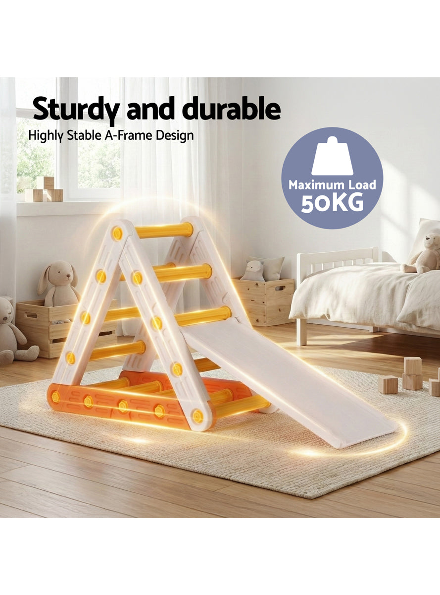 Keezi Kids Orange And White Climbing Triangle Frame With Slide - Info Image 2