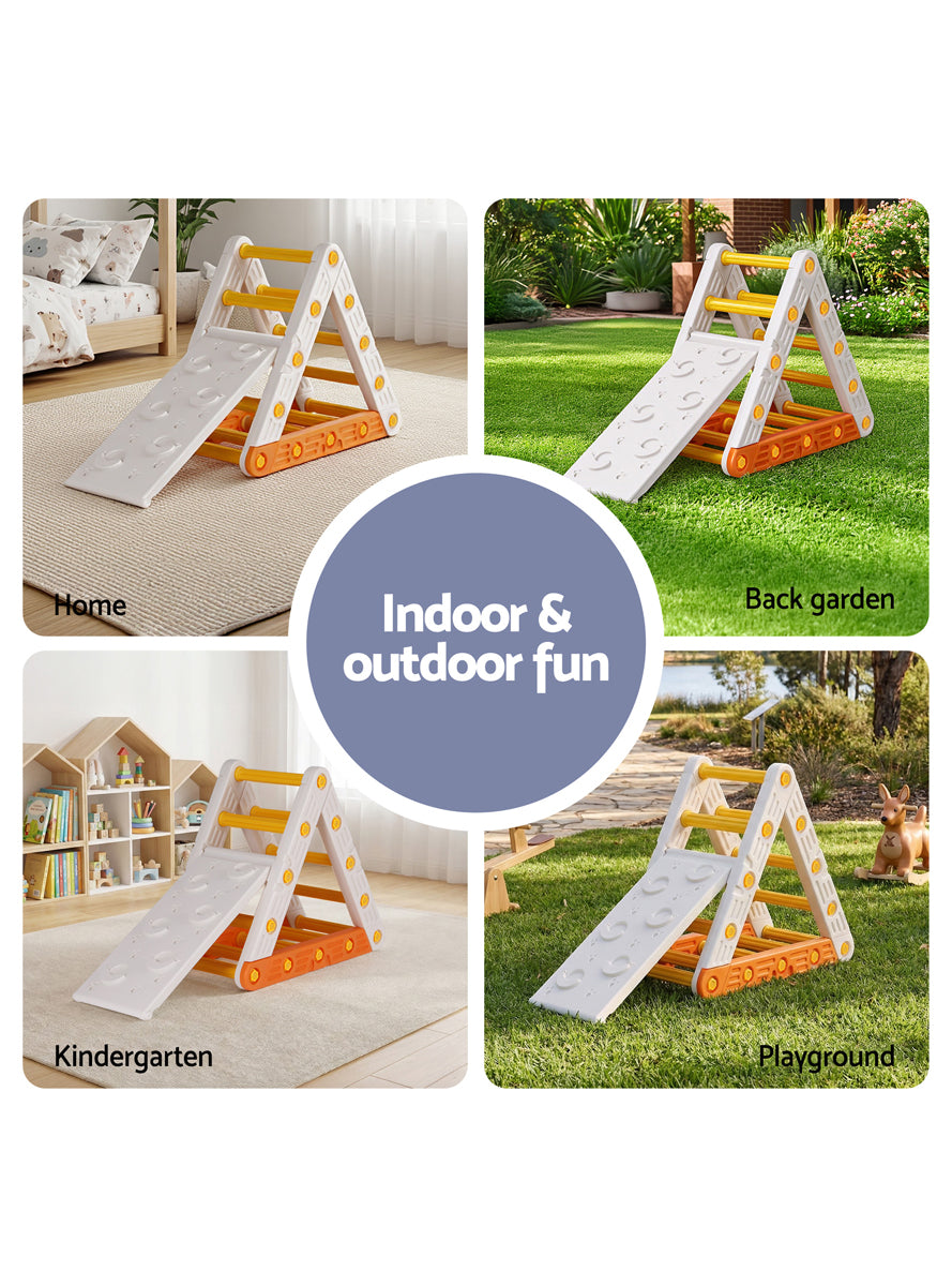 Keezi Kids Orange And White Climbing Triangle Frame With Slide - Info Image 3