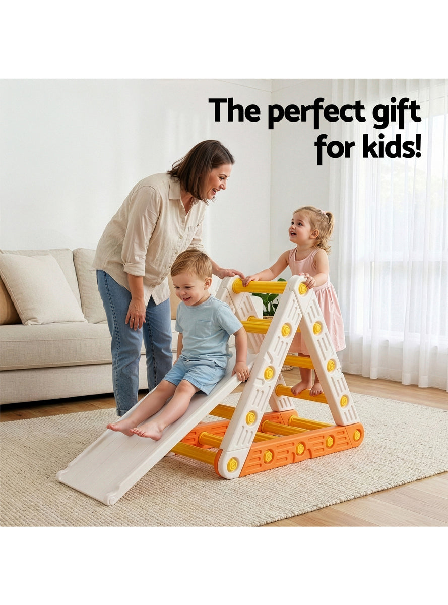 Keezi Kids Orange And White Climbing Triangle Frame With Slide - Info Image 4