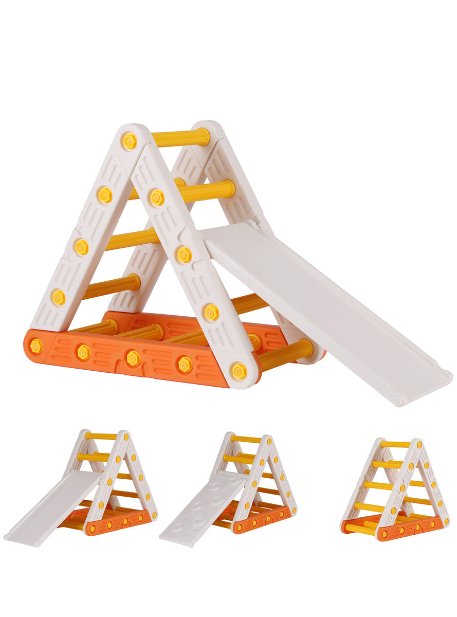 Keezi Kids Orange And White Climbing Triangle Frame With Slide - Main Image