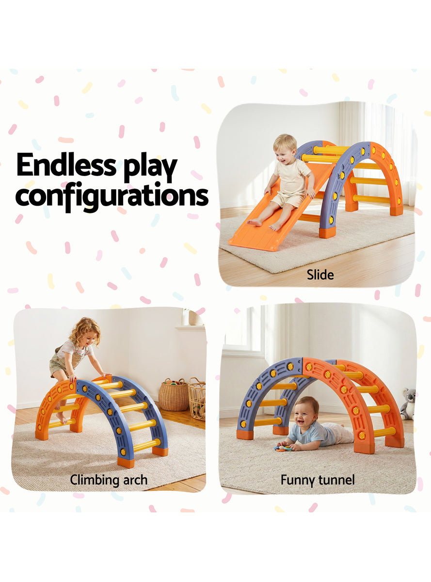 Keezi Kids Orange Indoor Outdoor Climbing Arch With Slide - Info Image 1