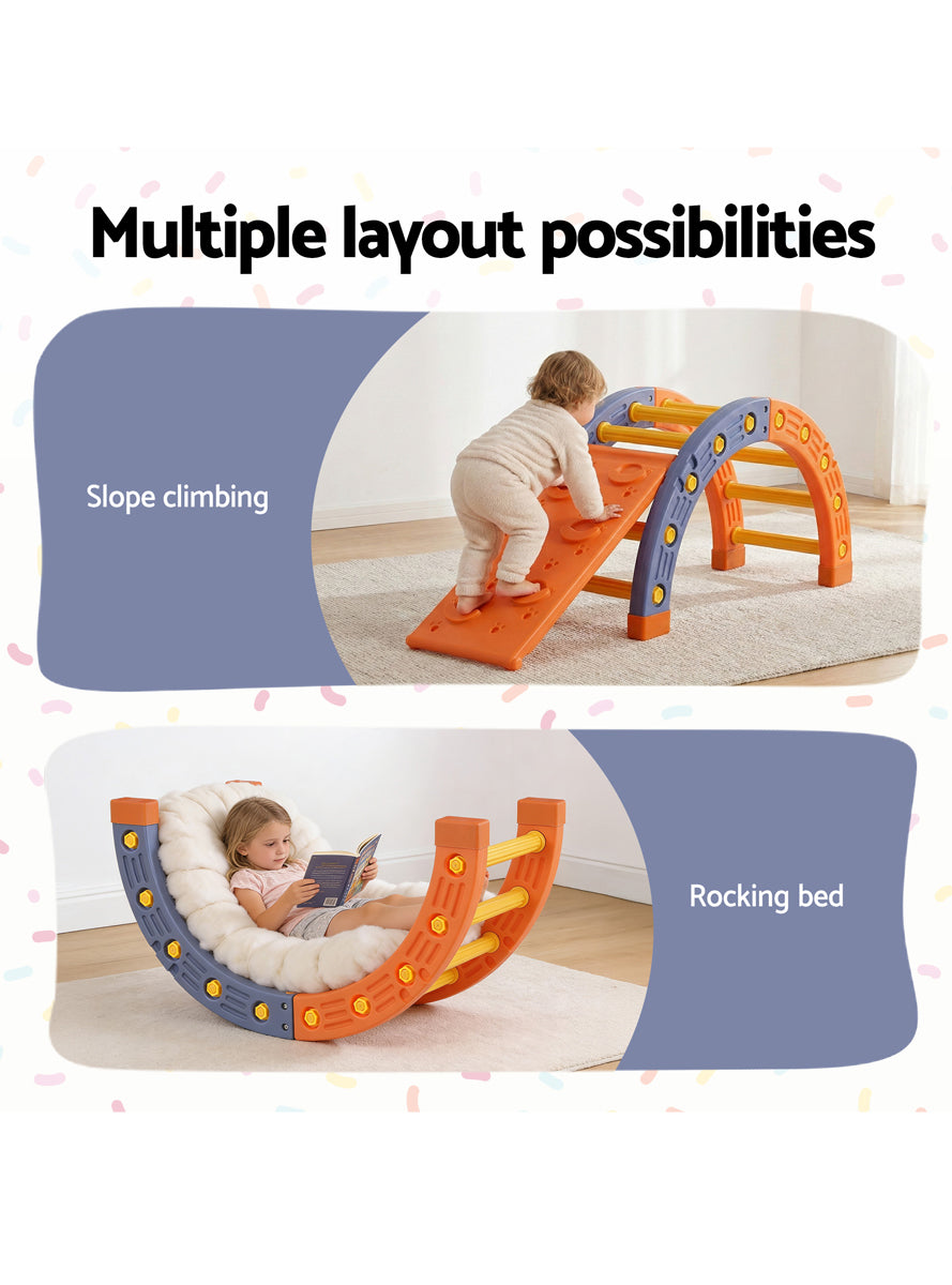 Keezi Kids Orange Indoor Outdoor Climbing Arch With Slide - Info Image 2