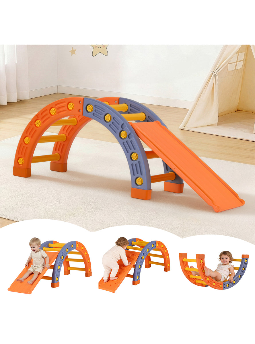 Keezi Kids Orange Indoor Outdoor Climbing Arch With Slide - Lifestyle Image