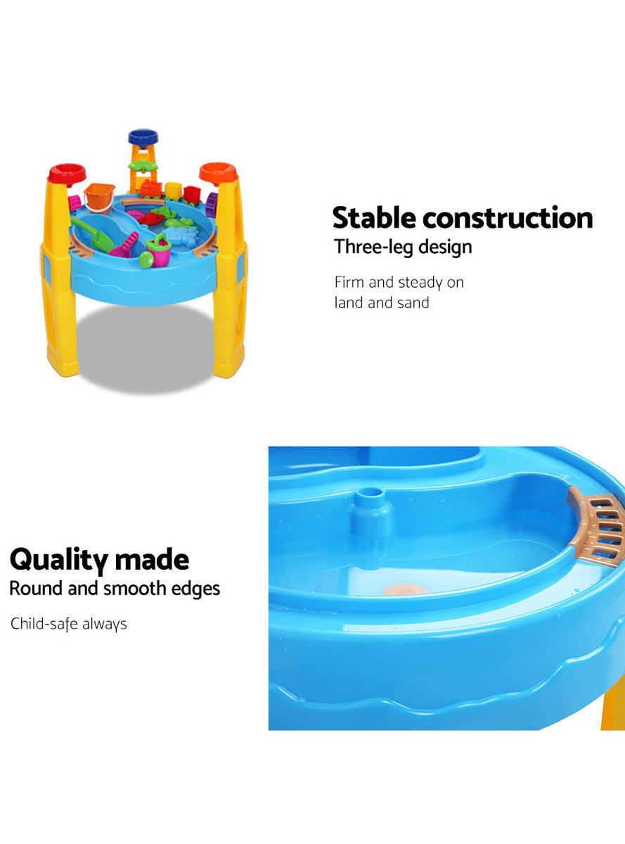 Keezi Kids Outdoor Plastic Sand And Water Play Table With Umbrella - Info Image 2