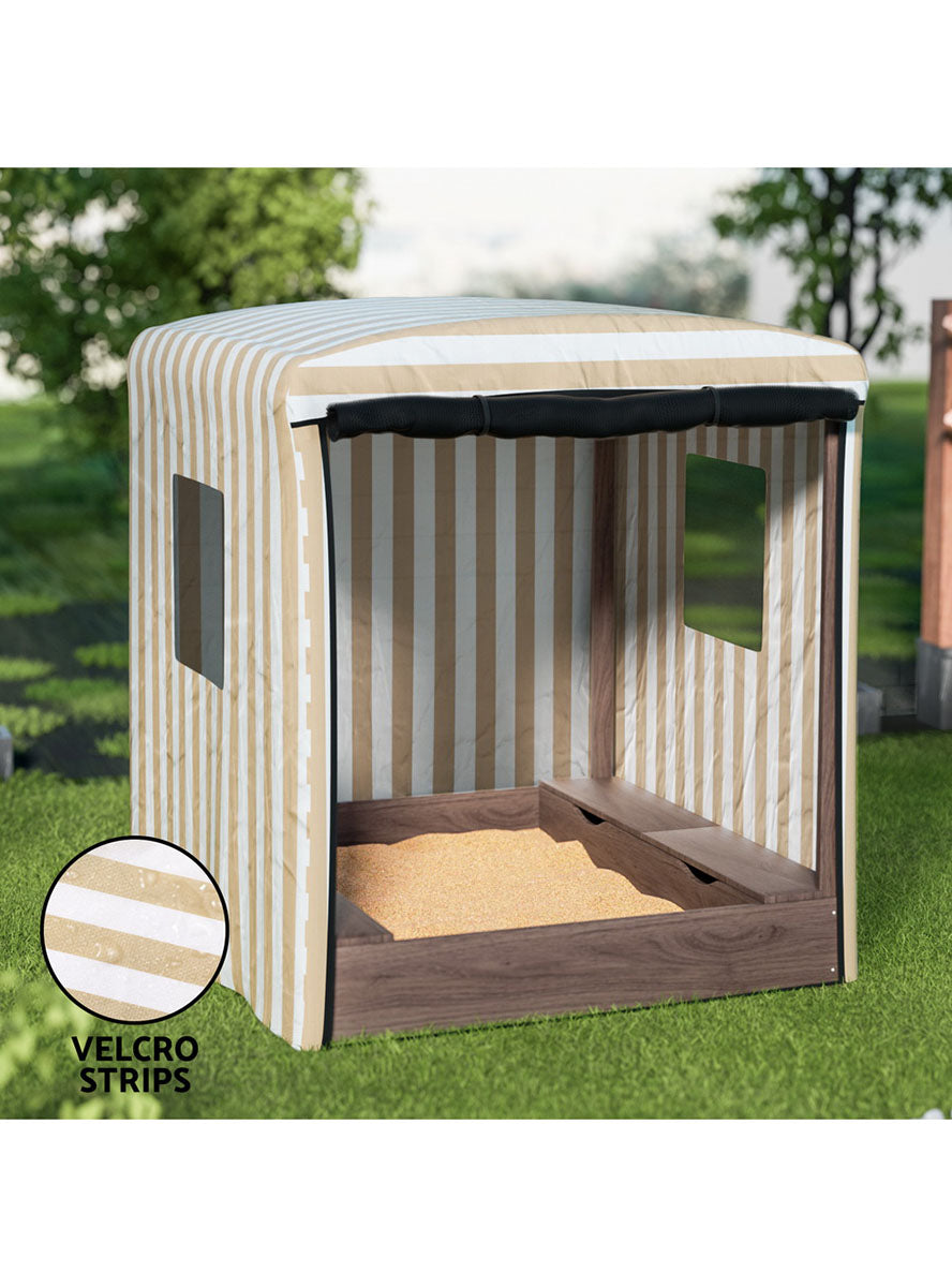 Keezi Kids Outdoor Wooden Sandpit With Enclosed Canopy - Info Image 2