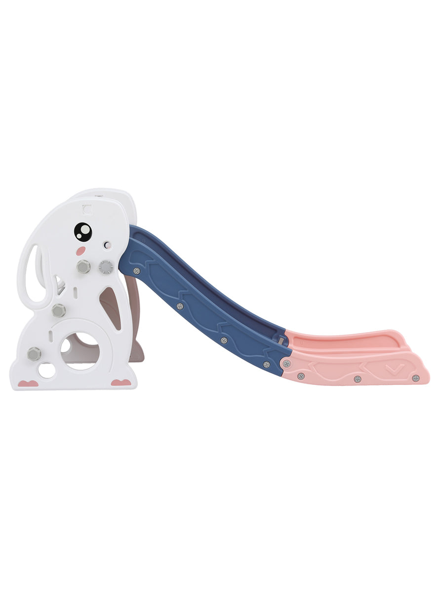 Keezi Kids Pink And Blue Plastic 147cm Rabbit Slide With Basketball Hoop - Side Image
