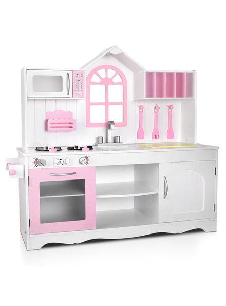 Keezi Kids Pink And White Wooden Princess Kitchen Playset - Main Image