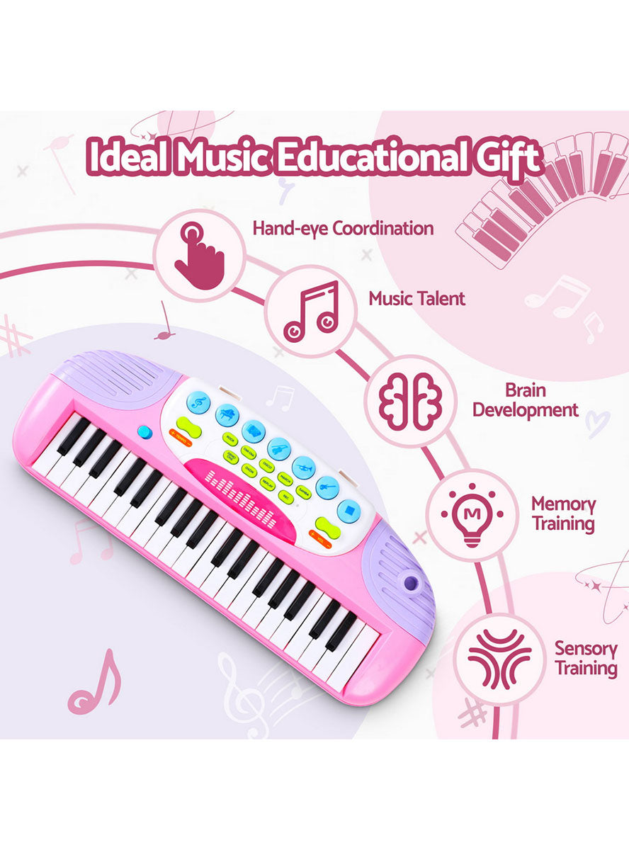 Keezi Kids Pink Piano Keyboard Play Set - Info Image 1