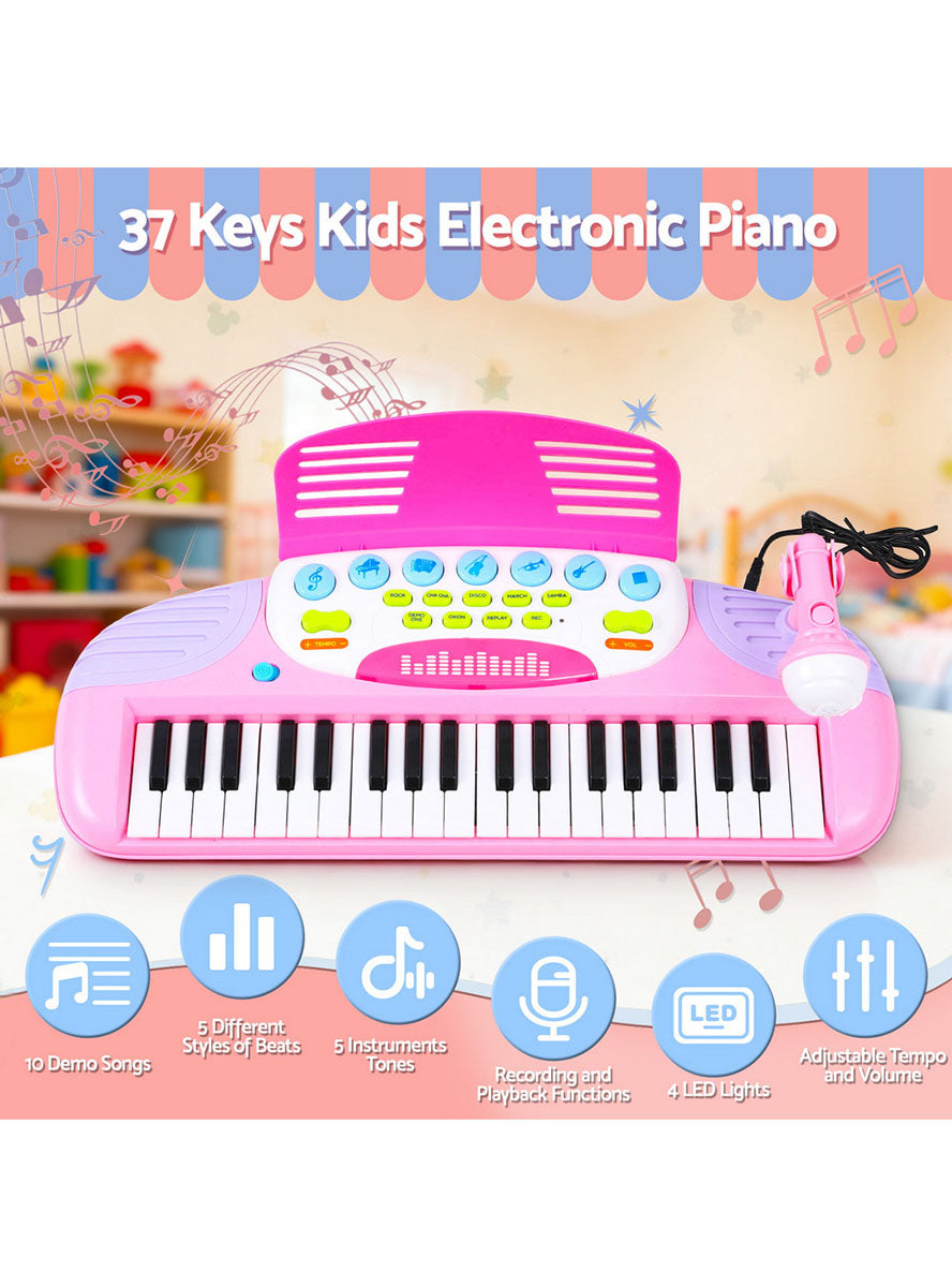 Keezi Kids Pink Piano Keyboard Play Set - Info Image 2