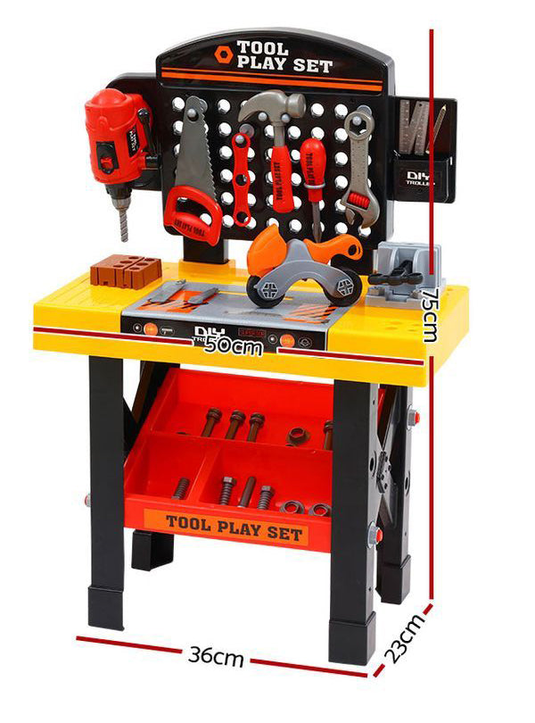 Keezi Kids Plastic 54 Piece Pretend Workbench Playset - Dimensions Image