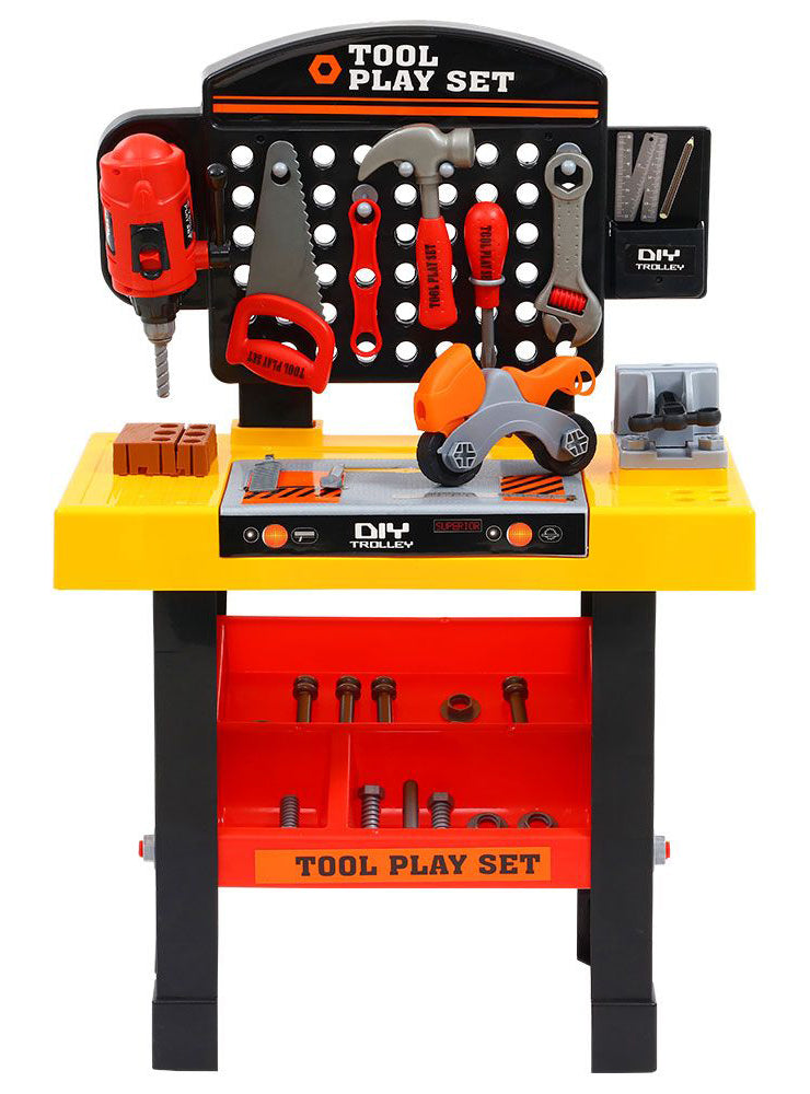 Keezi Kids Plastic 54 Piece Pretend Workbench Playset - Front Image