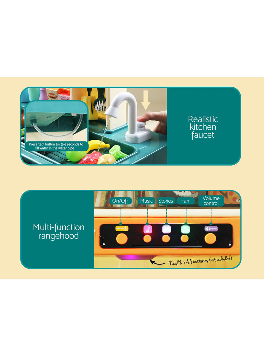 Keezi Kids Plastic 73 Piece Pretend Kitchen Set - Info Image 3