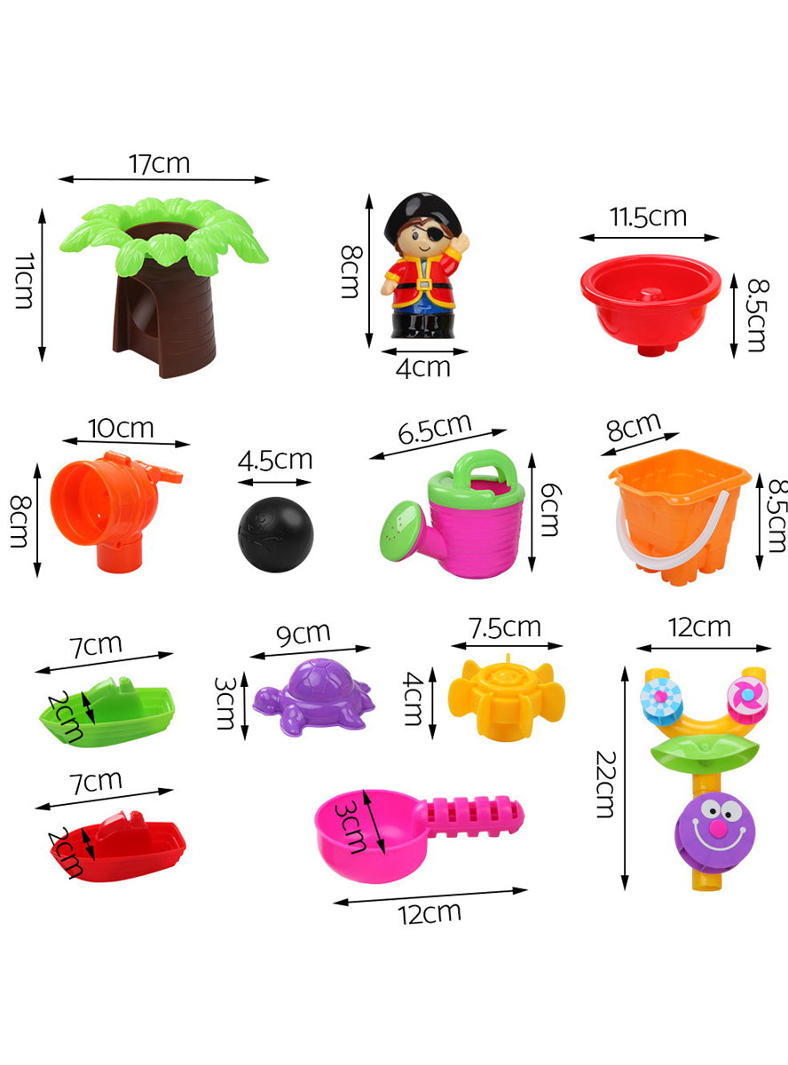 Keezi Kids Plastic Outdoor Pirate Water And Sand Play Table - Dimensions Image 2