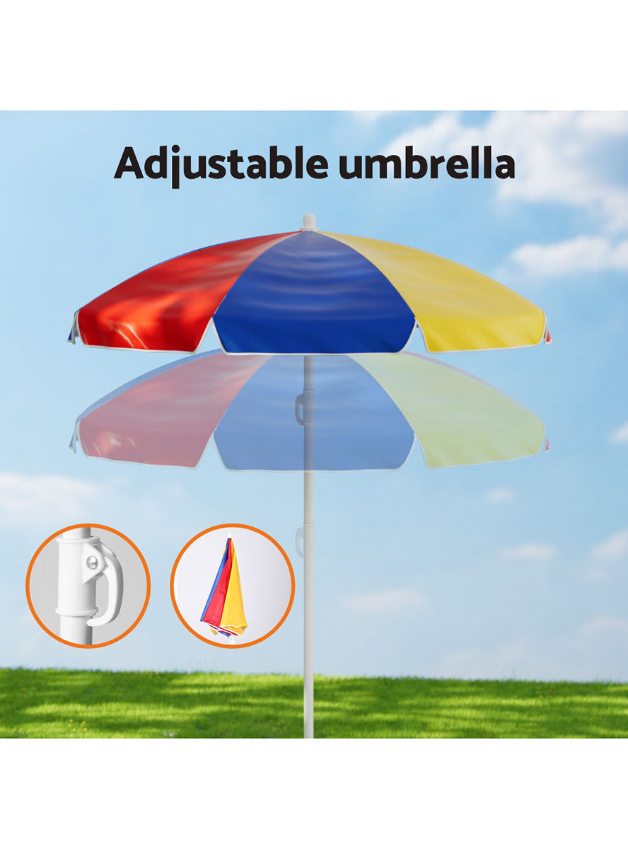 Keezi Kids Plastic Outdoor Table With Umbrella - Info Image 2