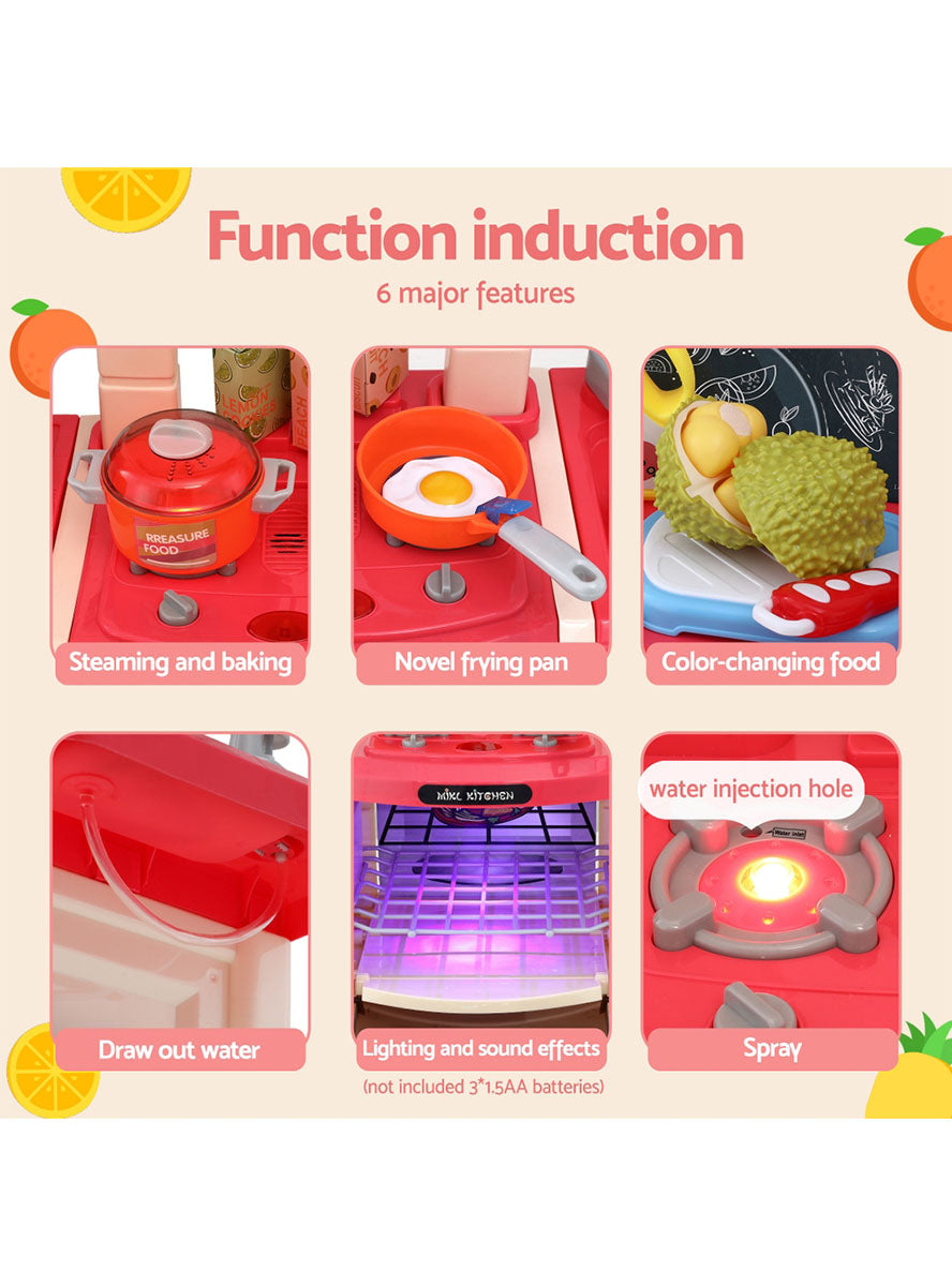 Keezi Kids Plastic Pretend Stovetop Kitchen Set With 46 Pieces - Info Image 2