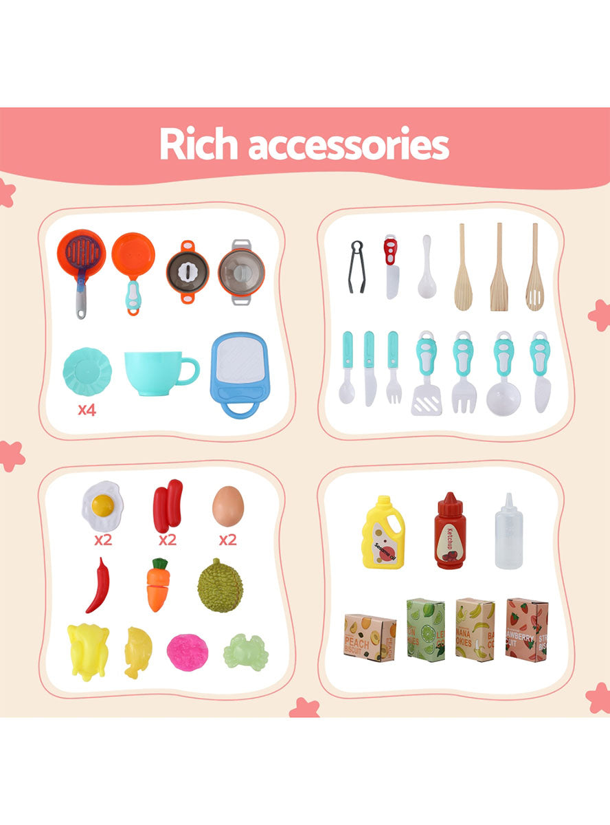Keezi Kids Plastic Pretend Stovetop Kitchen Set With 46 Pieces - Info Image 4