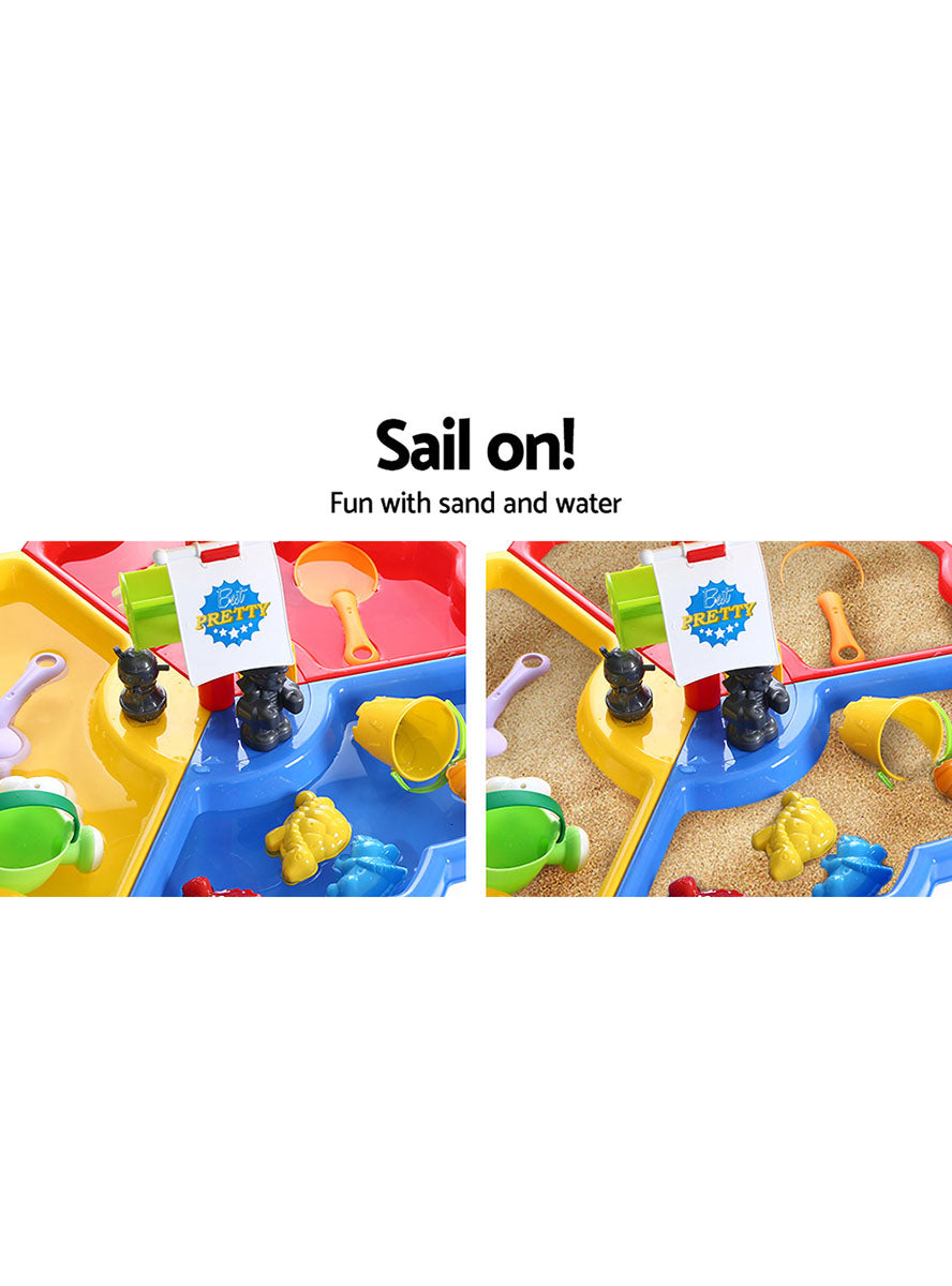 Keezi Kids Plastic Sand And Water Play Table With Mast - Info Image 1