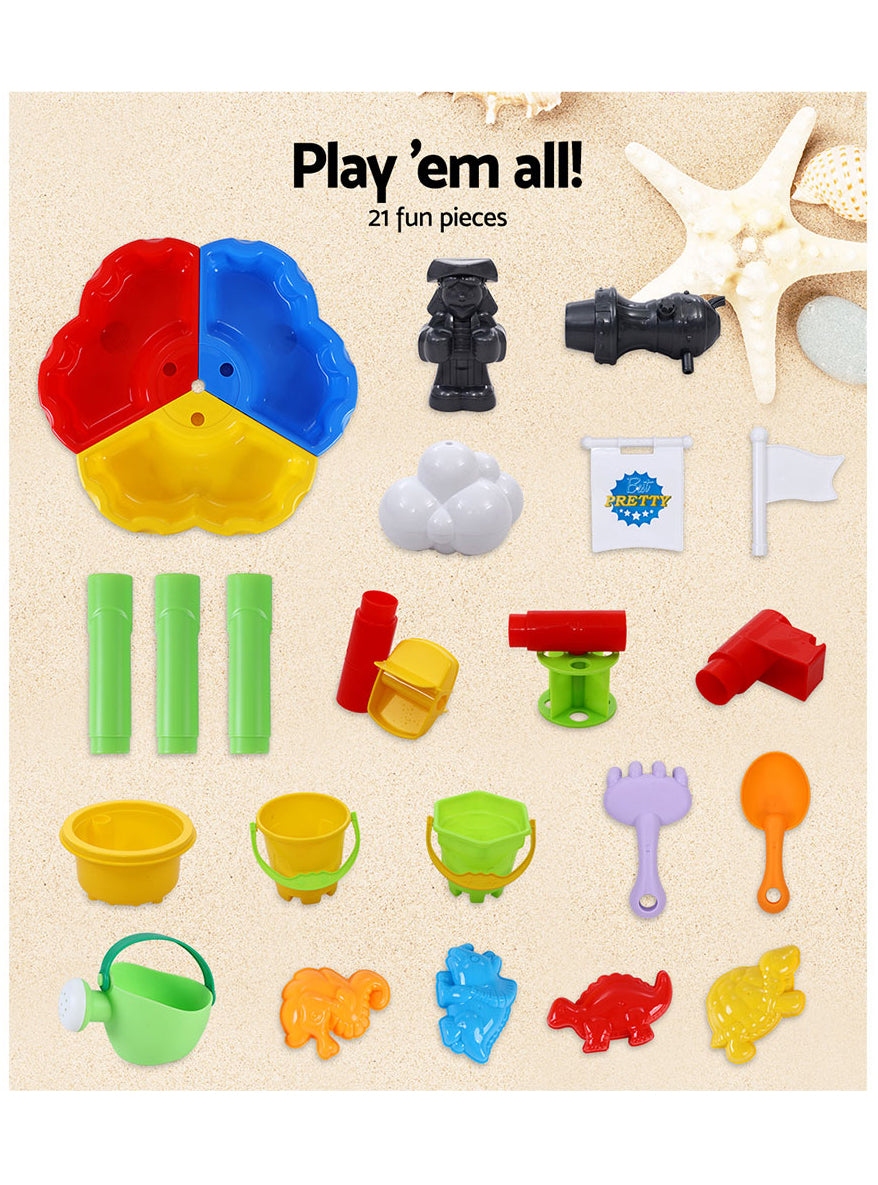 Keezi Kids Plastic Sand And Water Play Table With Mast - Info Image 3