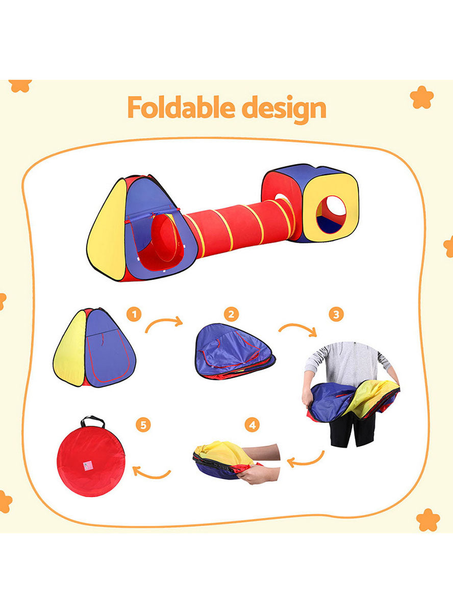 Keezi Kids Pop Up Playhouse With Tunnel - Info Image 4