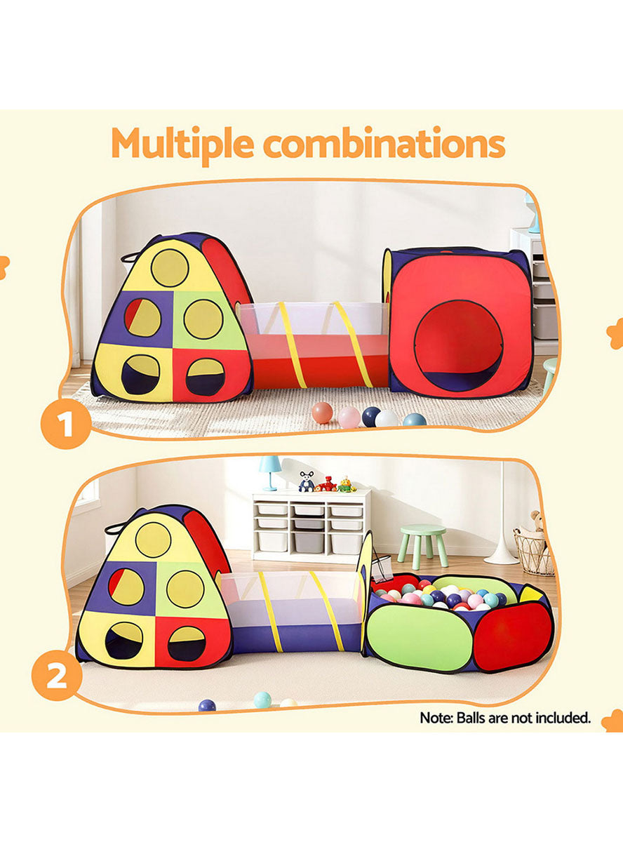 Keezi Kids Pop Up Tent Playhouse With Tunnel And Ball Pit - Info Image 1