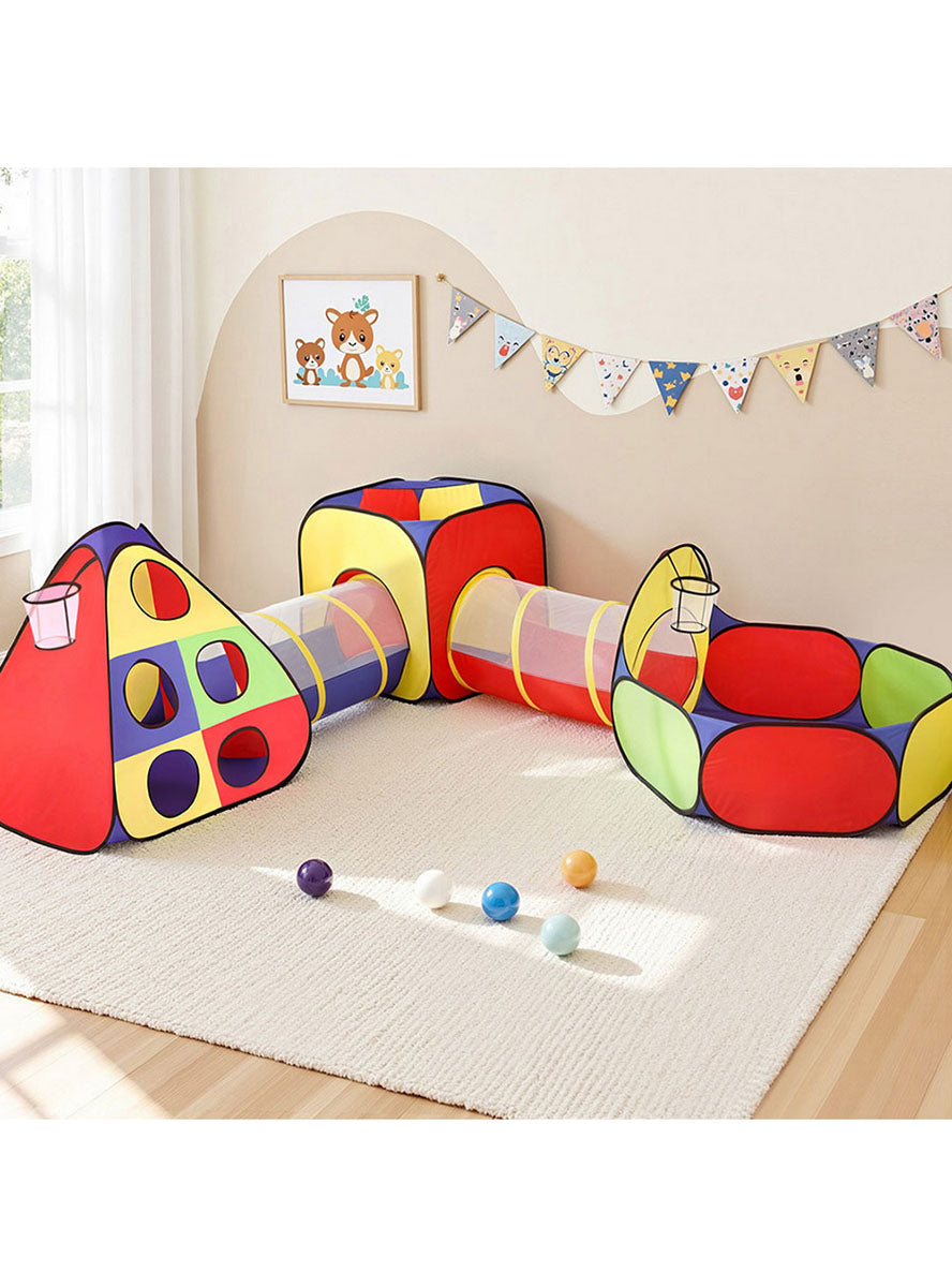Keezi Kids Pop Up Tent Playhouse With Tunnel And Ball Pit - Lifestyle Image