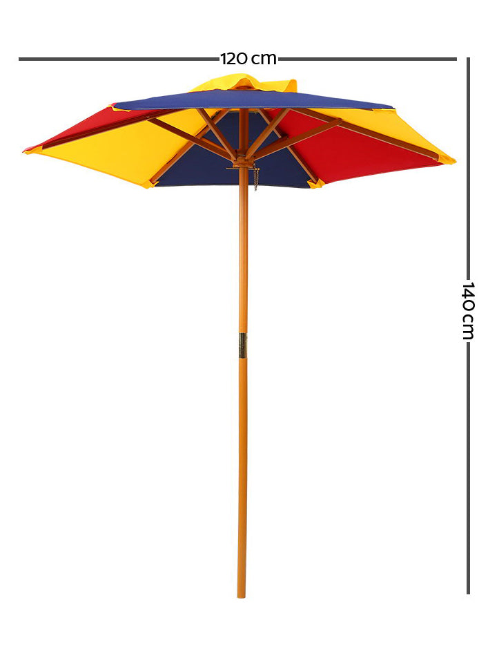 Keezi Kids Rainbow Wooden Outdoor Table With Umbrella - Dimensions Image 2