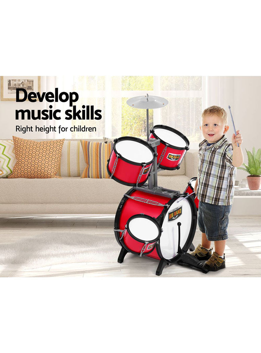 Keezi Kids Red 7 Piece Junior Drum Set - Info Image 2