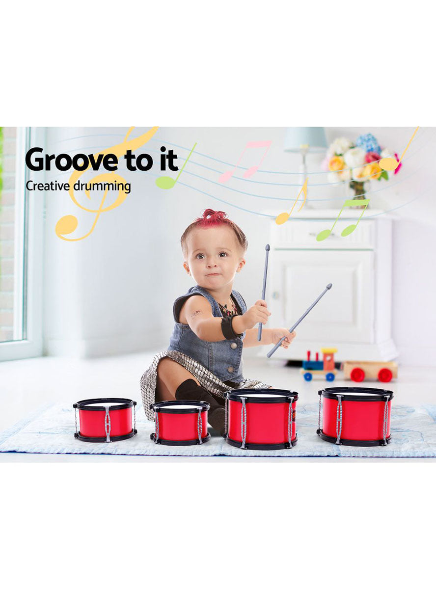 Keezi Kids Red 7 Piece Junior Drum Set - Info Image 3