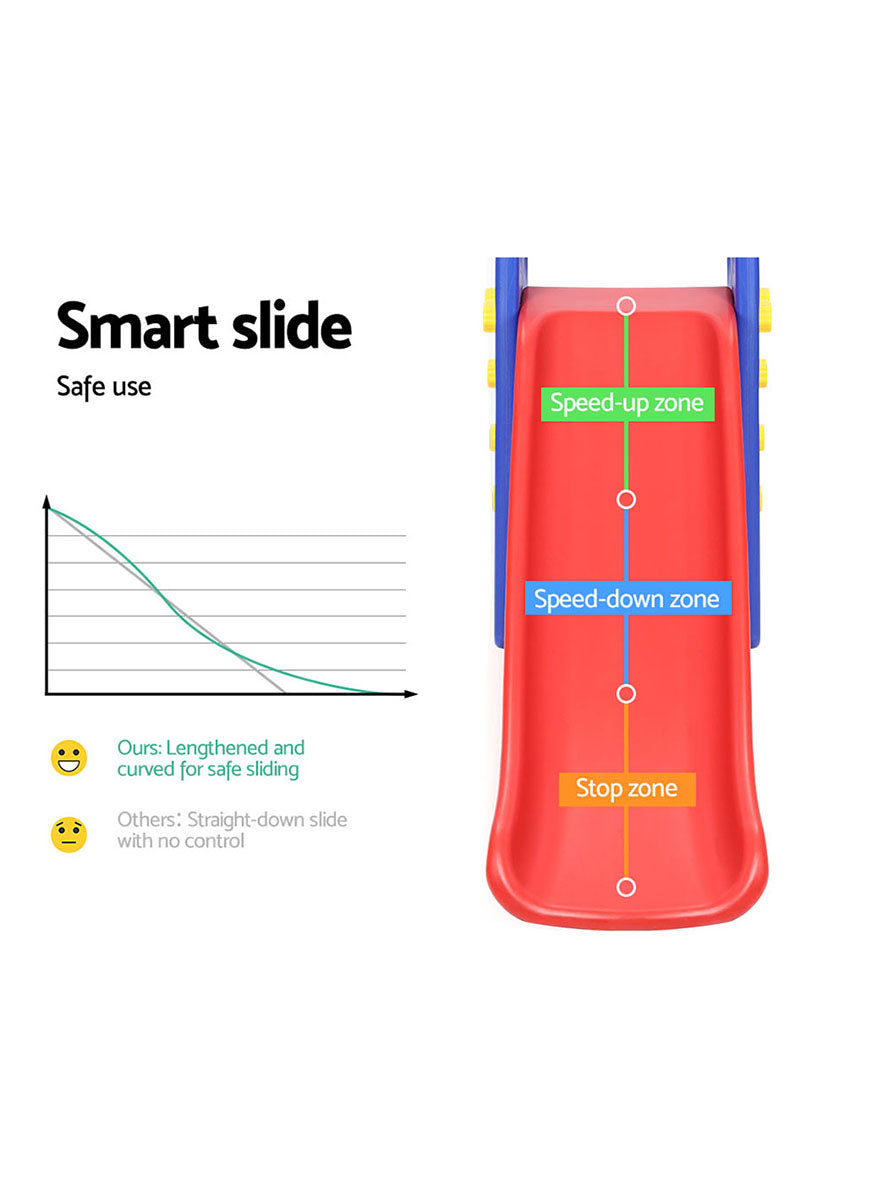 Keezi Kids Red And Blue Outdoor Playset With Slide Swing And Basketball Hoop - Info Image 2