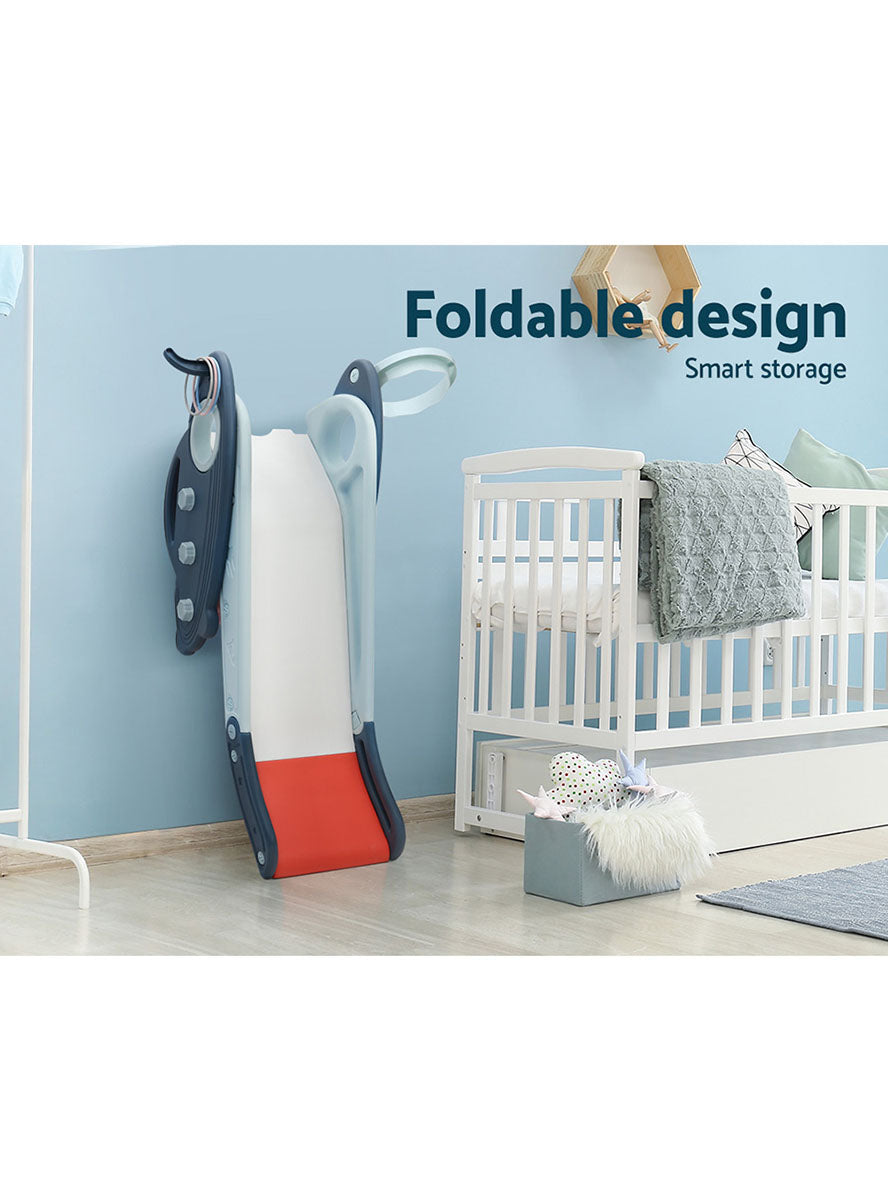 Keezi Kids Red And Blue Plastic Slide With Basketball Hoop - Info Image 4