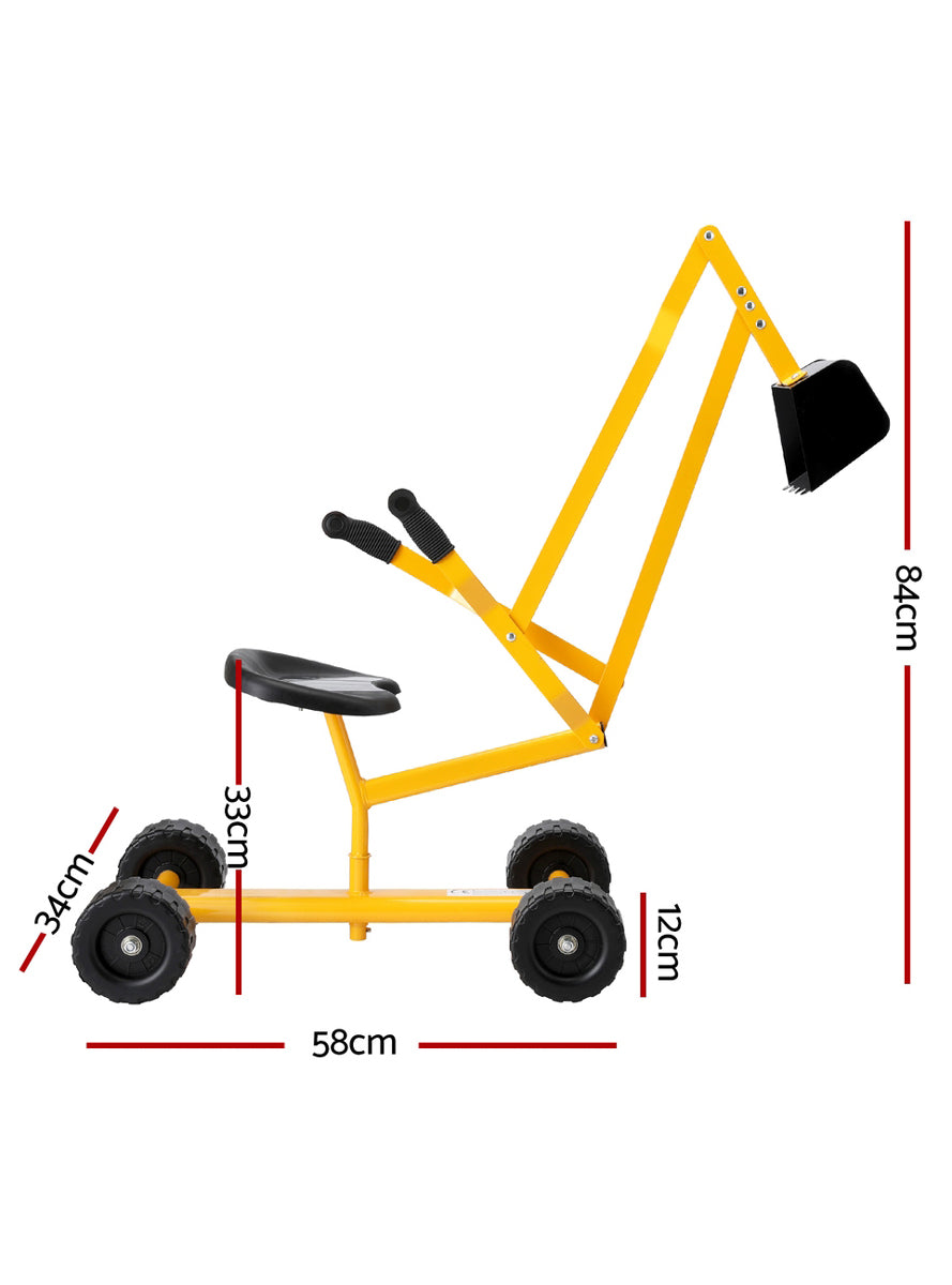 Keezi Kids Ride On Manual Digger Sandpit Toy - Dimensions Image