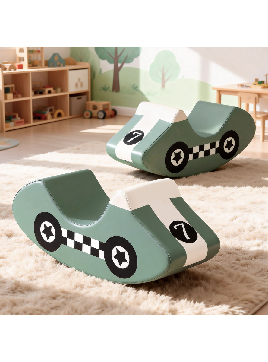 Keezi Kids Soft Green Foam Car Shaped Indoor Climbing Block And Rocker - Lifestyle Image