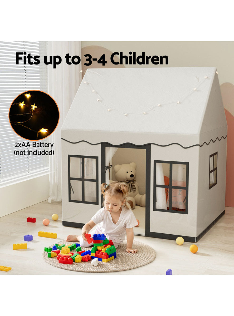 Keezi Kids White House Playhouse Tent With Lights And Floor Mat - Info Image 1