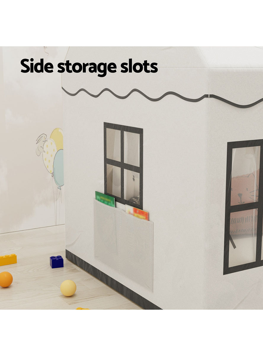 Keezi Kids White House Playhouse Tent With Lights And Floor Mat - Info Image 3