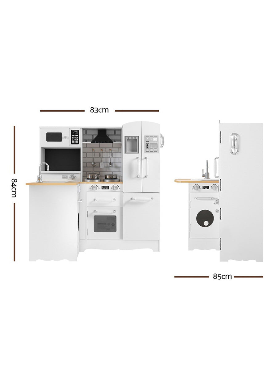 Keezi Kids White Wooden Kitchen Playset With Fridge And Sink - Dimensions Image