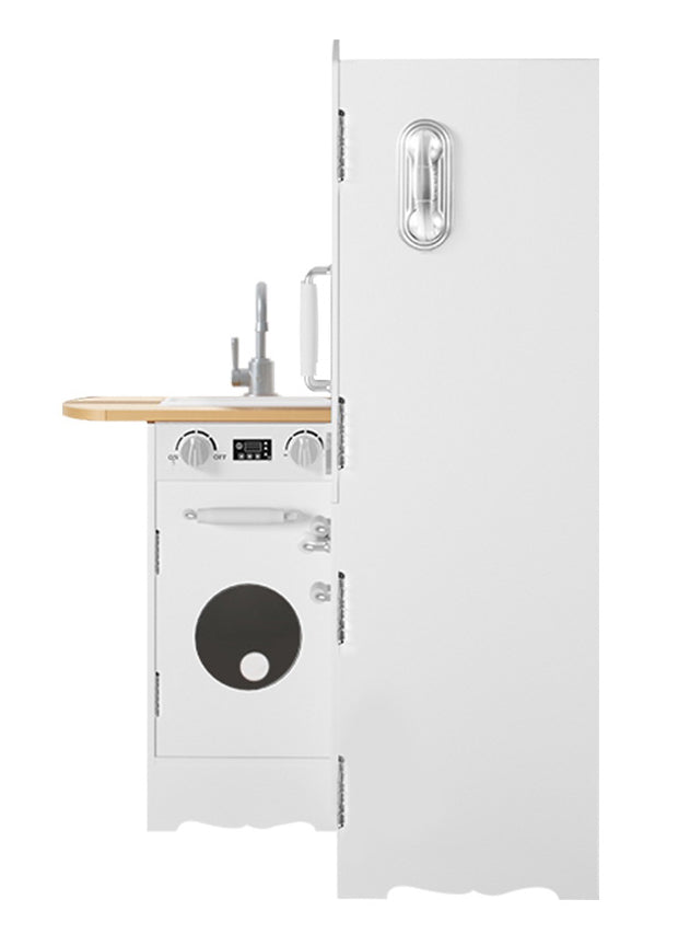 Keezi Kids White Wooden Kitchen Playset With Fridge And Sink - Side Image