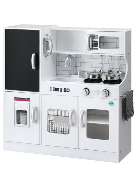 Keezi Kids White Wooden Pretend Kitchen Playset With Blackboard Fridge - Main Image