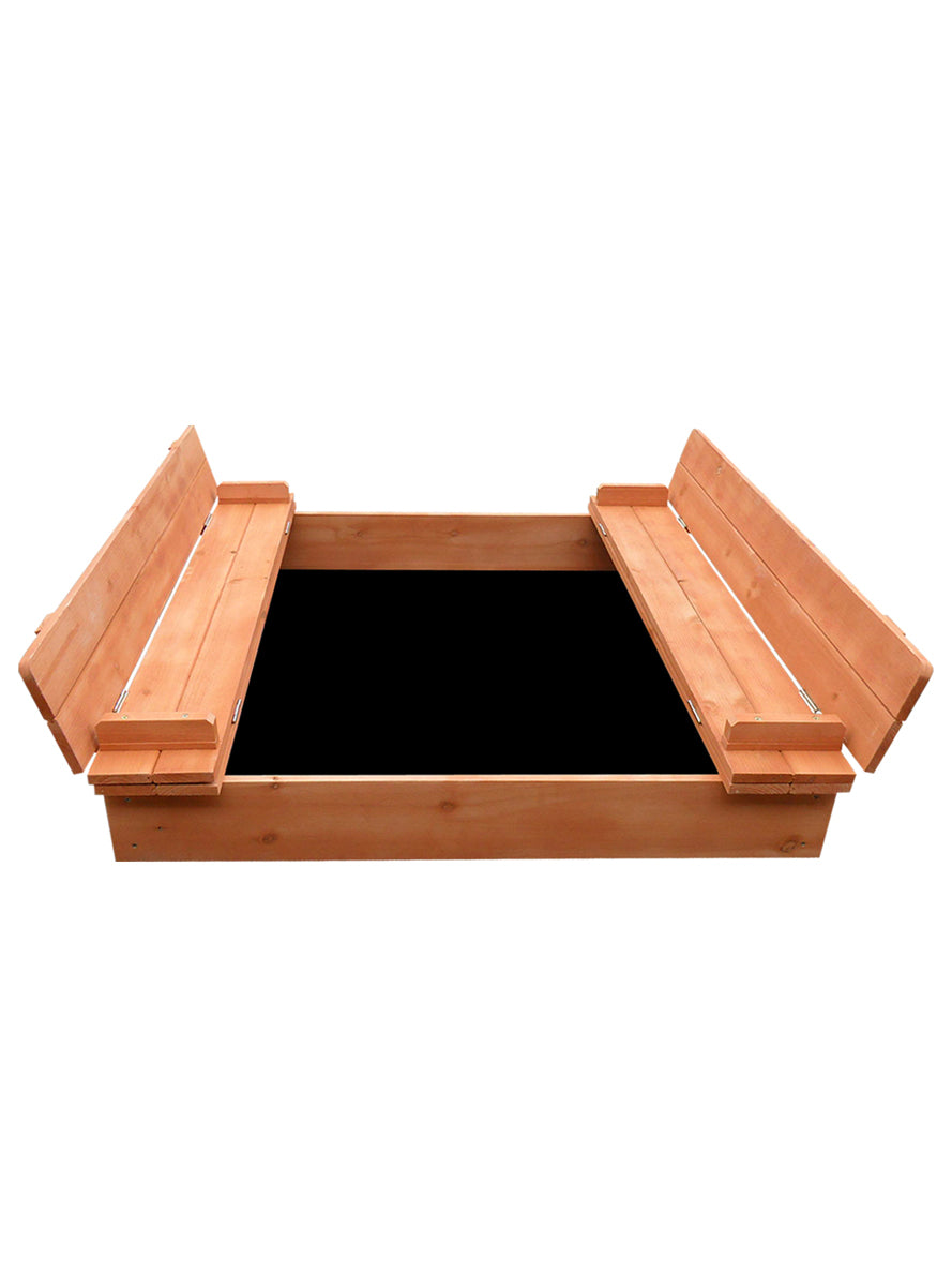 Keezi Kids Wooden Outdoor 90cm Square Sandpit With Foldable Bench Seats - Alternate Image