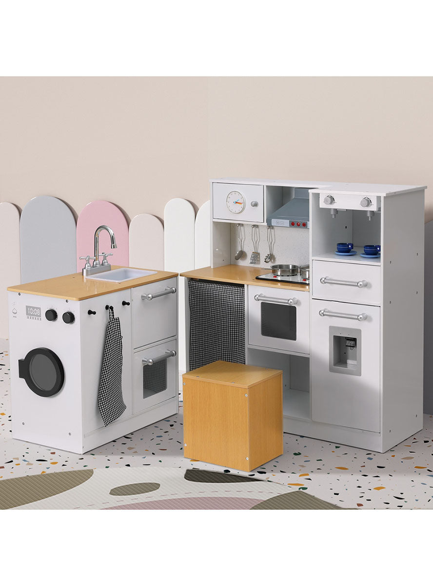 Keezi Kids Wooden White 2 Piece Kitchen Playset With Coffee Maker - Info Image 3
