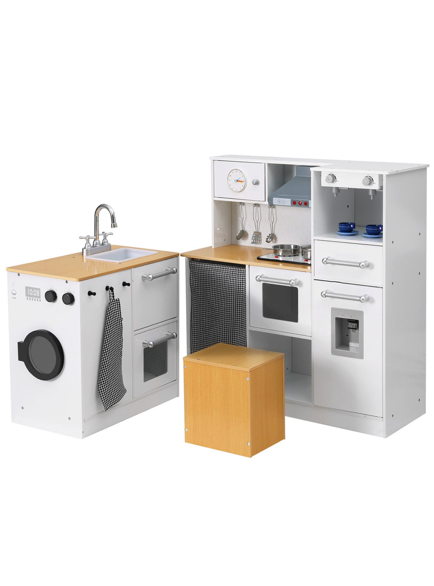 Keezi Kids Wooden White 2 Piece Kitchen Playset With Coffee Maker - Main Image