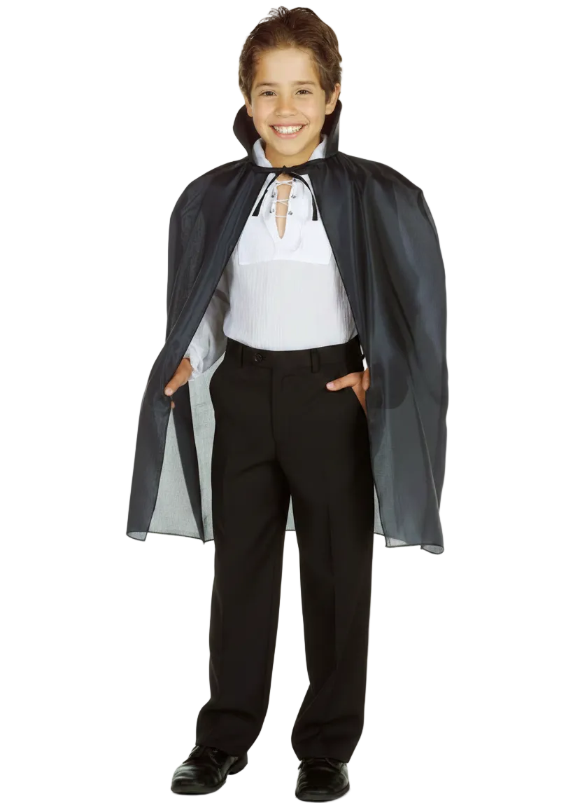 Vampire Kids Black Halloween Costume Cape with Collar - Main Image