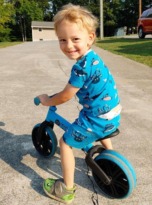 Blue Balance Bike for Kids with Bonus Safety Pads